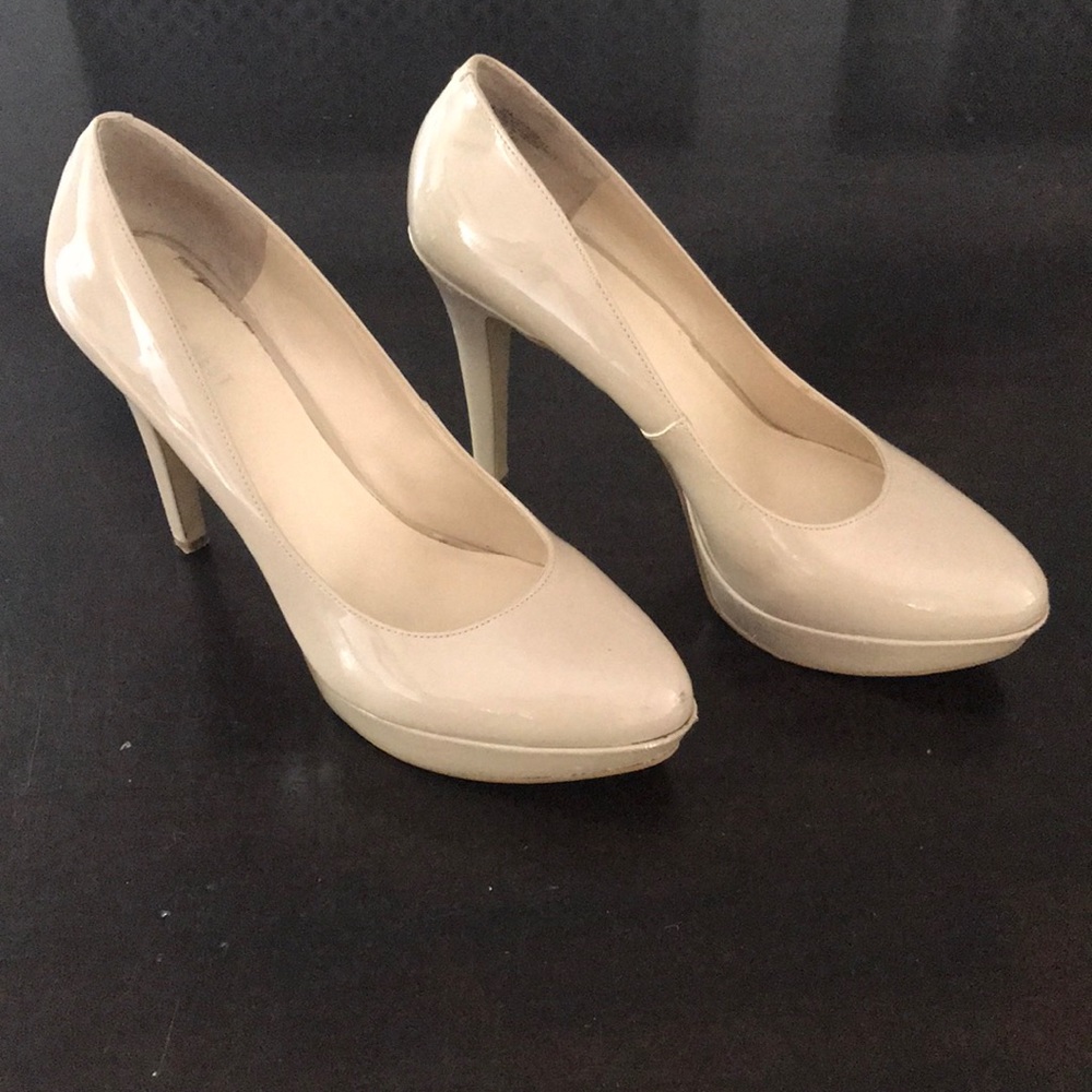 Nine West Beige  Patent Pumps